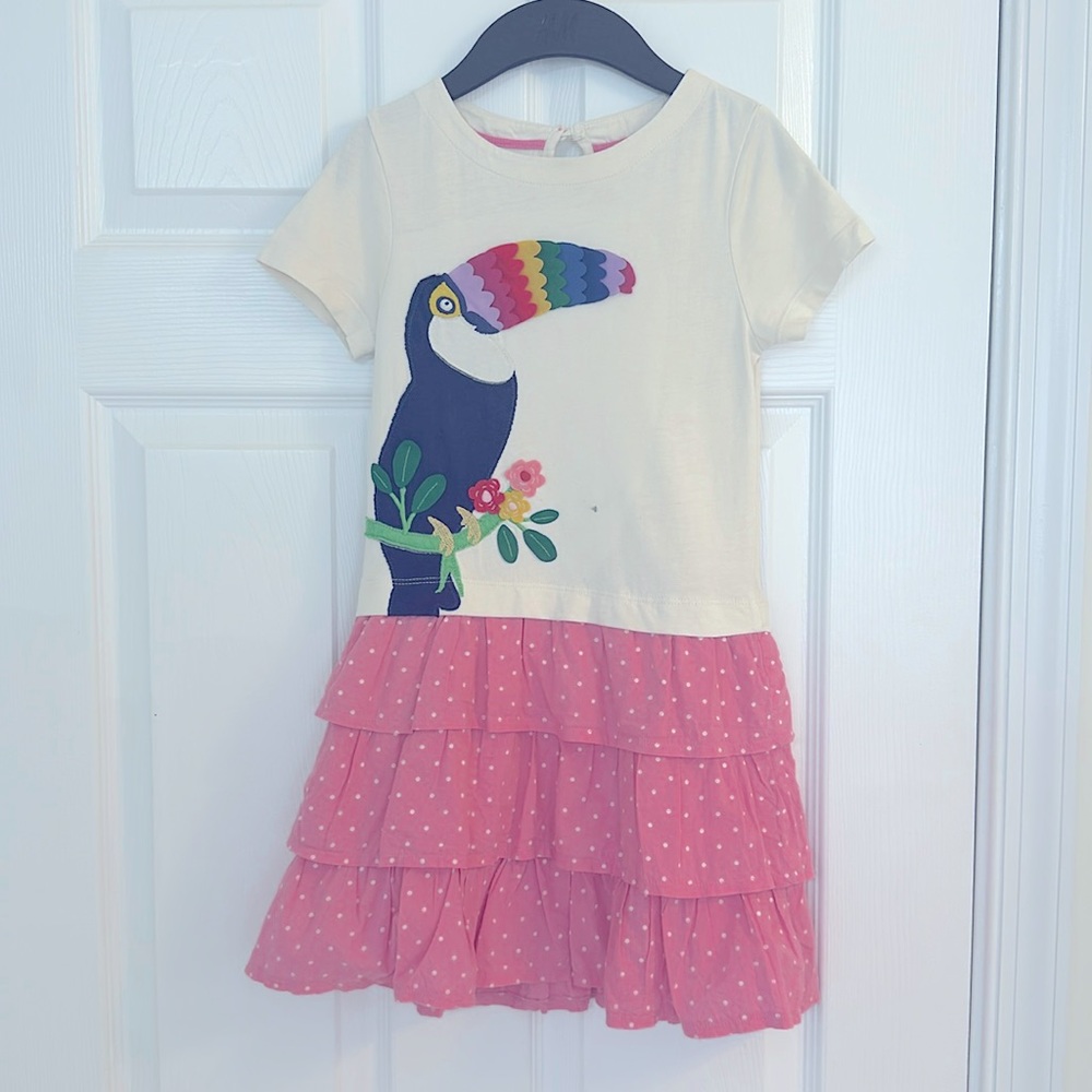 Mini Boden tiered skirt appliqué dress